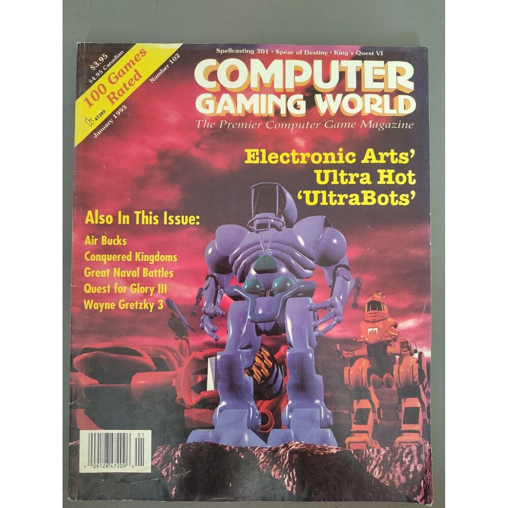 Computer Gaming World Magazine Jan 1993 Issue 102 Ultrabots No Mailing Label